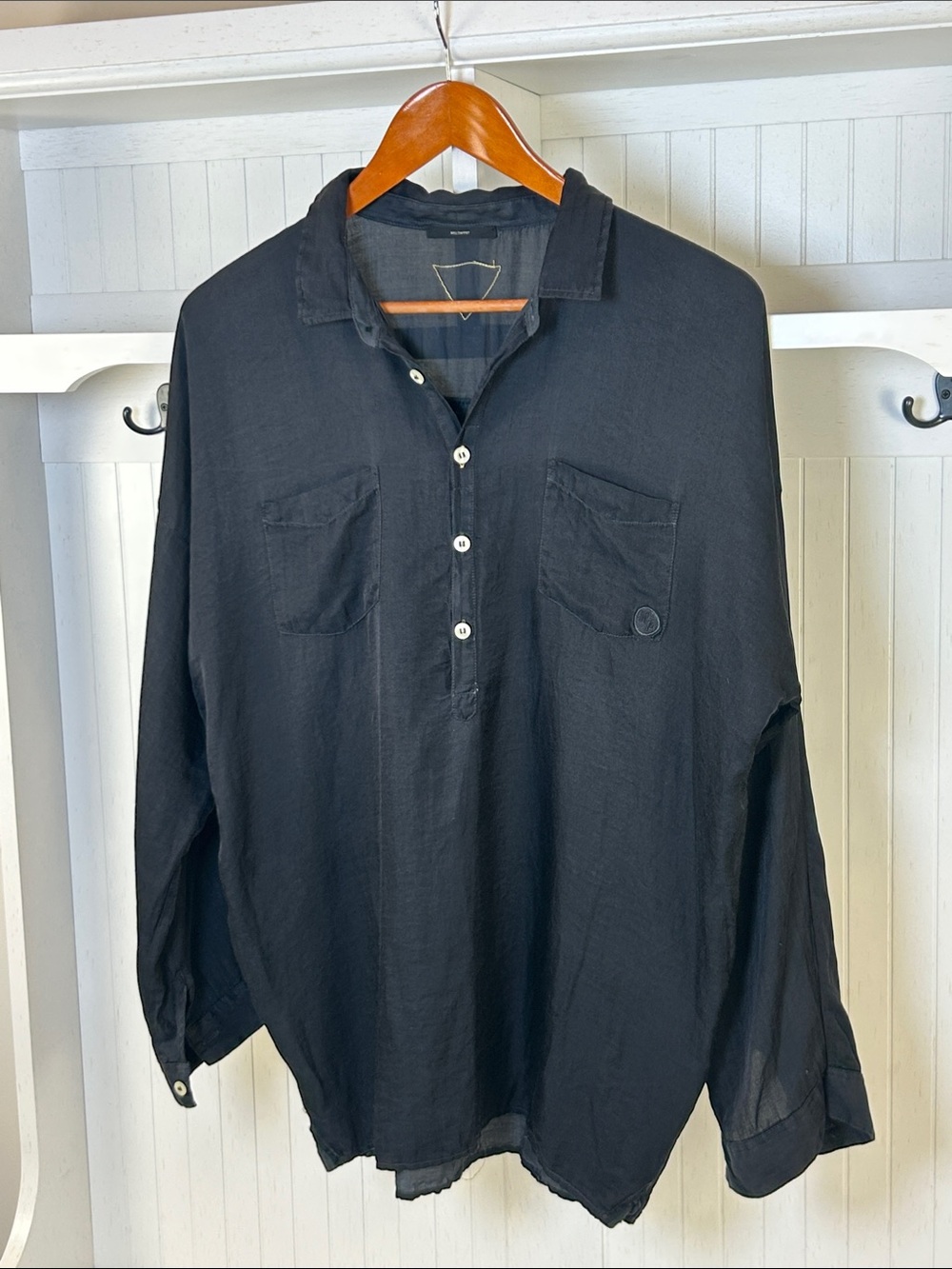 Meltin' Pot Italian Silky Oversized Popover Shirt S